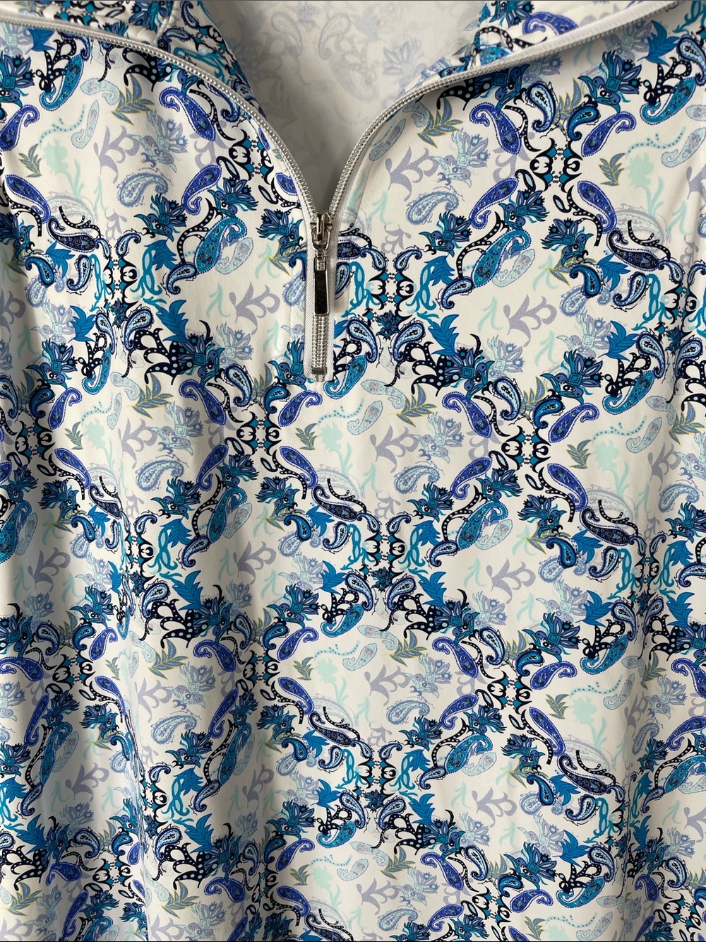 Lulu-B Sleeveless Blue & White Printed Polo Dress - Picture 3 of 4